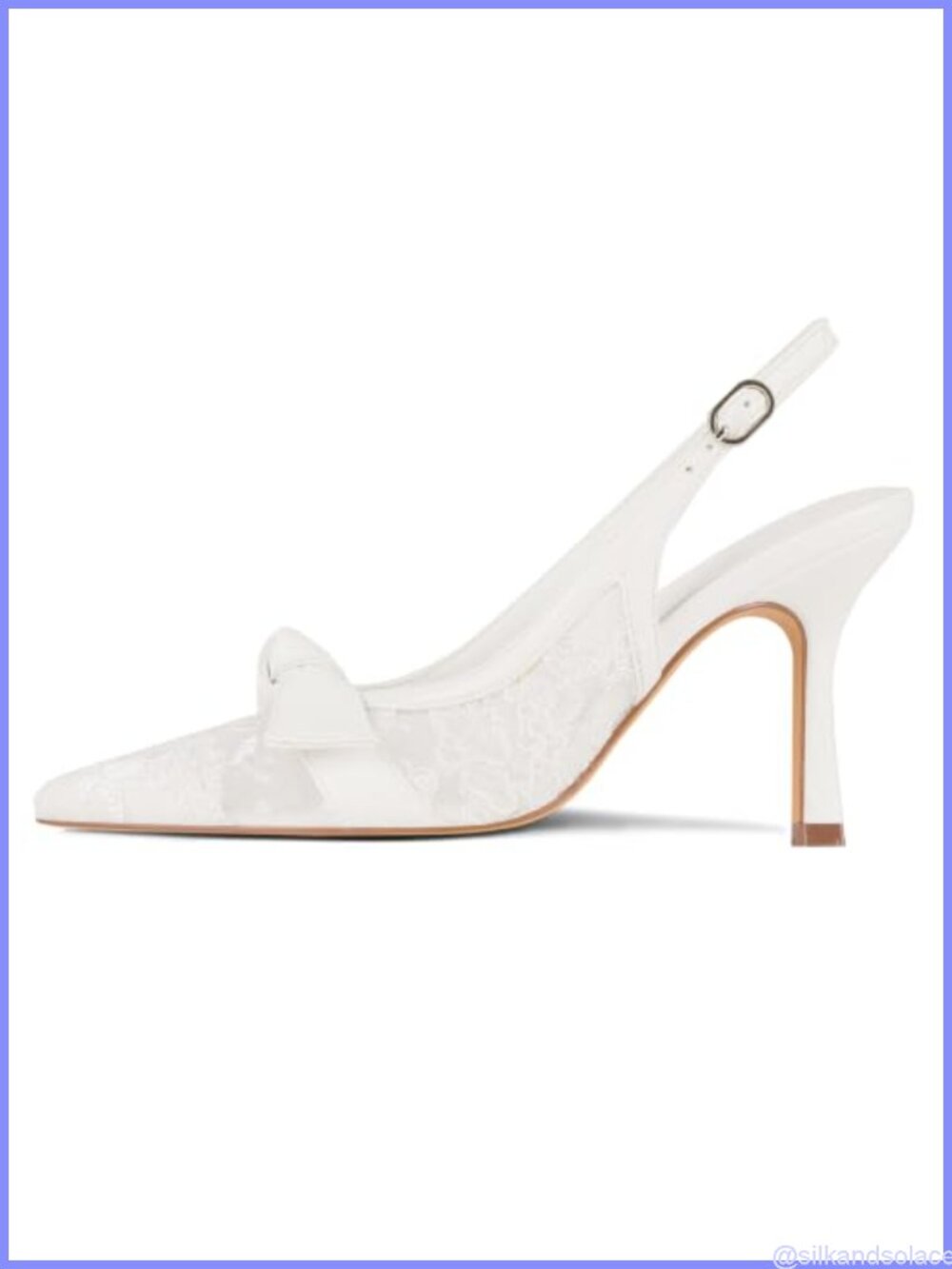Lace Slingback Wedding Heels with Bow Closed Pointed Toe Pumps